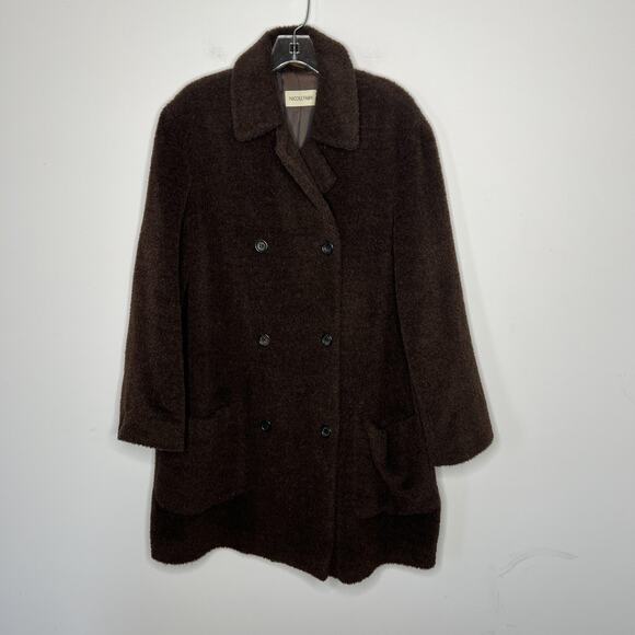 Nicole Farhi Coat Womens 6 Alpaca Wool Mohair Blend Double Breasted Made Italy - Picture 1 of 14
